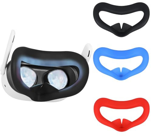 Lot de 3 protections faciales en silicone pour Meta Quest 3S, coussinets en silicone, compatibles avec les accessoires Quest3S, casque Quest 3S, accessoire de réalité virtuelle, étanche à la