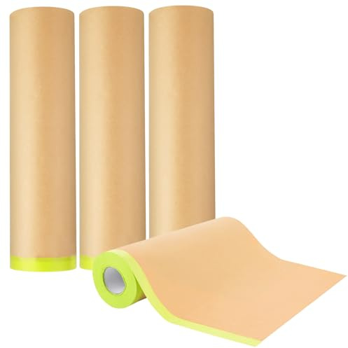 ZOFUN 6 Stück Maler Abdeckpapier 55 cm * 15 m, Abdeckpapier Mit Selbstklebestreifen, Selbstklebendem Abdeckband für Lackieren oder für Fenster abkleben malerkrepp