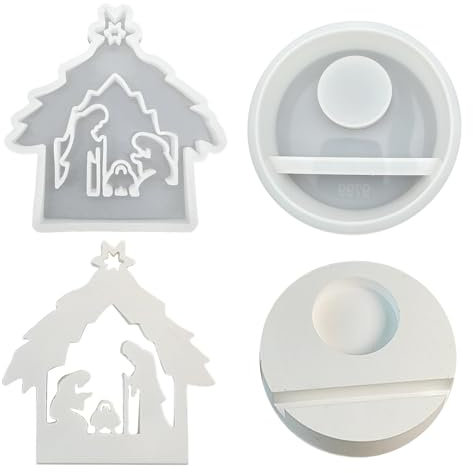 Silikonform Kerzenform Weihnachten DIY Silikon Kerzen Gießform 3D Elch Weihnachtsmann Weihnachtsbaum DIY Kerzengießform für die Herstellung von Kerzen (Jesus im Haus)