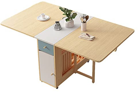 WADRBSW Klapptisch Klapptisch, Küchen-Esstisch, rechteckiger Holztisch mit Ablagefach und 2 Schubladen, für kleinen Esstisch für Küche, Wohnzimmer,150CM to Pursue Happiness
