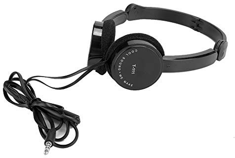 Brrnoo Cuffie Stereo Cablate Pieghevoli con Microfono, Cavo a Forma di Spaghetto, 4 Opzioni di Colore, Comodo Materiale ABS, per Tablet Smartphone, con Microfono Incorporato (Black)