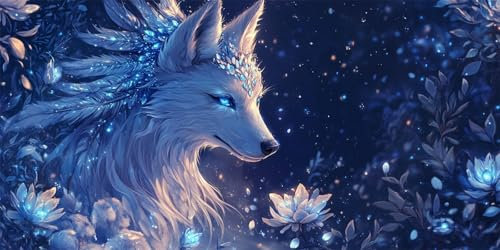 Peinture Numero Adulte renard Peinture Numéro gemme Peinture par Numero Enfant Débutant, Numéro d'Art Kit Peinture vec Peintures et 3 Pinceaux, Tableau Decoration Murale, Cadeau Homme, 70x140cm -6296