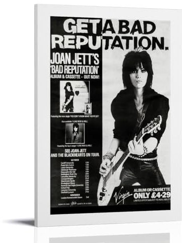 LNLEXTAR Joan Jett Bad Reputation Poster Poster Dekorative Malerei Leinwand Wandkunst Wohnzimmer Poster Schlafzimmer Malerei,Wandkunst Bilddruck Moderne Familienzimmer Dekor 16x24inch(40x60cm)