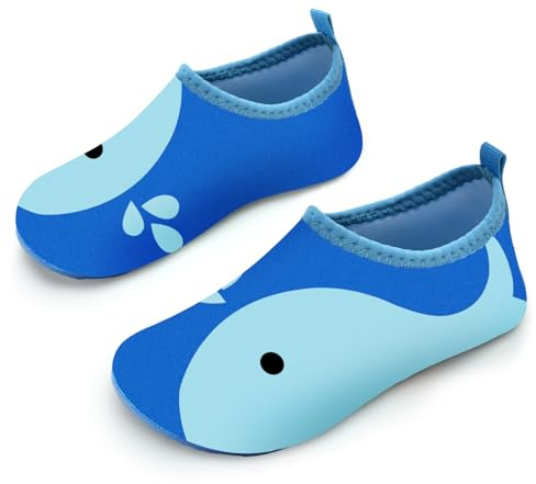 Swim Water Shoes Boys Kids Toddlers Baby Beach Shoes Aqua Pool Swimming Socks River Sea Sand Footwear（Whale Light Blue 24/25）