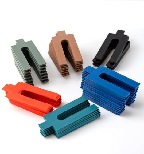 100pc Assorted Plastic Packers – 6 Sizes (1mm-6mm) for Shims, Spacers – Durable for Home Improvement, Tile and Flooring Projects