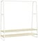 VASAGLE Kleiderständer, Garderobenständer, Garderobe, 2 Ablagen, 6 Haken in S-Form, Stahlgestell, 45 x 138 x 160 cm, für Schlafzimmer, Flur, Eingangsbereich, naturbeige-mattweiß RGR119W09