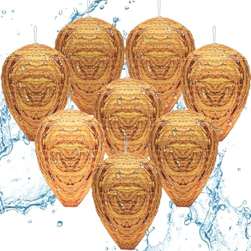 Palonu Wespennest zum Aufhängen, wasserdicht, Lockvogel, künstliche Hornissen, Wespennest für Zuhause, Garten, Hof, Outdoor, 8 Stück