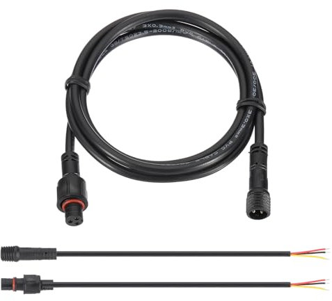 PATIKIL 3.28Ft 3 Pin Extension Cable Wire, 22AWG Waterproof IP67 Extension Cord with 7.87 Male Female Connector kit for Boat Car Truck Indoor/Outdoor Solar LED Strip Light, Black
