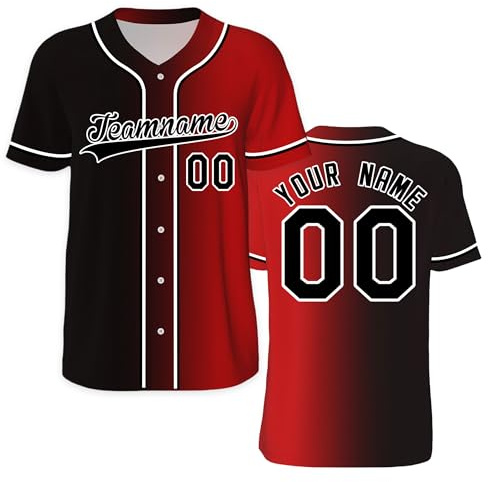 FCLYDER Individuelles Baseballtrikot, Personalisierte Baseball-Shirts, Baseball Sportuniform für Männer Frauen Jugendliche, Personalisierte Baseball Trikots mit Name&Nummer