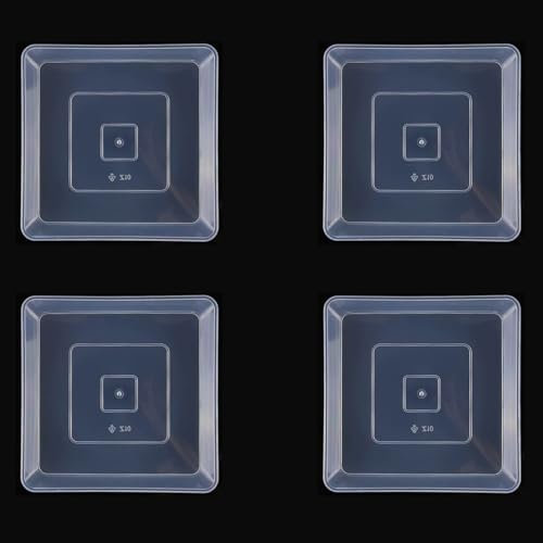 Aoktorkit 4 PCS Clear Plant Pot Saucers, 15.5cm Square Plastic Plant Saucer, Flower Pot Drip Trays for Indoor Outdoor Garden