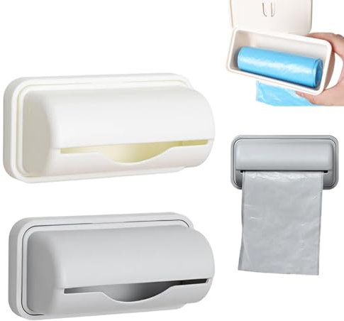 Joalpysm 2Pcs Trash Can Liner Dispenser, Plastic Bag Dispenser, Garbage Bag Storage Box, Small Wall Mount Bin Bag Dispenser for Kitchen Bathroom Toilet Storage Organization
