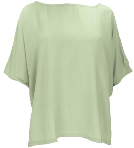 GURU SHOP Weites Boho Blusentop mit Fledermausärmeln, Boho Maxibluse - Salbei, Damen