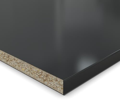 25 mm Chipboard Cut Signal Black Melamine Resin Coated Length up to 200 cm Decorative Panels with 2 mm Edging Selection: 50 x 30 cm (ABS Edge Long Side)