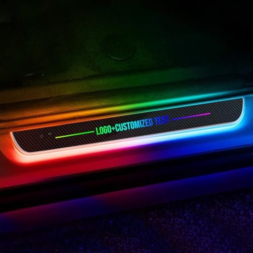 Custom Logo and Text Car Door Sill Lights Auto-Sensing, Personalised LED Welcome Gifts for Men Women, 7 Colors Magnetic Adsorption Wireless Pedal Light for All Cars