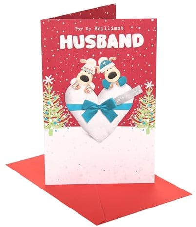 Boofle Weihnachtskarte für den Ehemann, Weihnachtsgeschenke, für Ihn, Jungen, Männer, niedliches Design, mit Umschlag, 22,9 x 14,9 cm