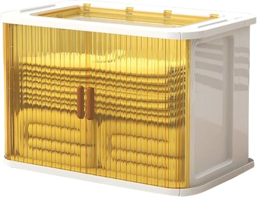 ZGSSOPTU Storage Bins With Lid And Wheels, Clear Plastic Boxes, Stackable Containers For Home Office Organiser(Yellow)