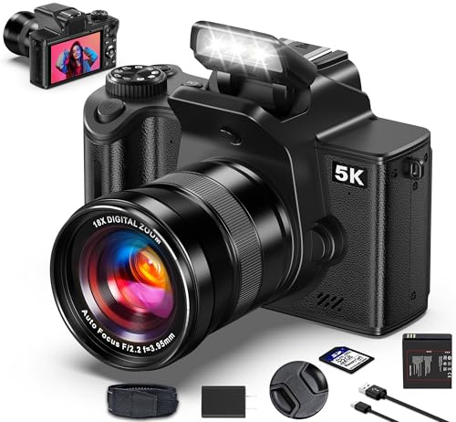 True 5K Digital Cameras for Photography - 80MP WiFi Vlogging Camera for YouTube with 4.0 Touch Screen, 18X Zoom, Lens Cap - Autofocus UHD One-Touch Macro Video Camara Gifts for Beginner Photographer