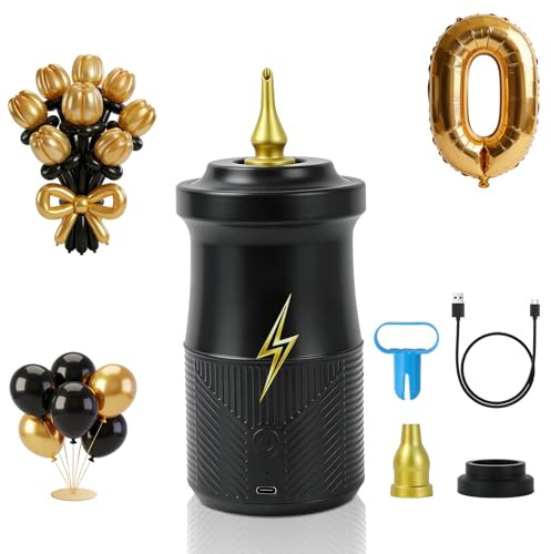 PlusFive Wireless Electric Balloon Pump,Type-C Rechargeable Air Pump with 2000mAh Battery 2 Mode&Nozzles for Round/Foil/260Q Long Balloons, Battery Powered Electric Pump for Ballon Infalte PartyDecor