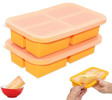 2 Pack Silicone Soup Freezer Tray, Extra Large Soup Freezer Container, Silicone Food Freezer Trays for Storing and Freezing Soup, Broth, Sauce and Ice 300ml Portion Soup Cubes