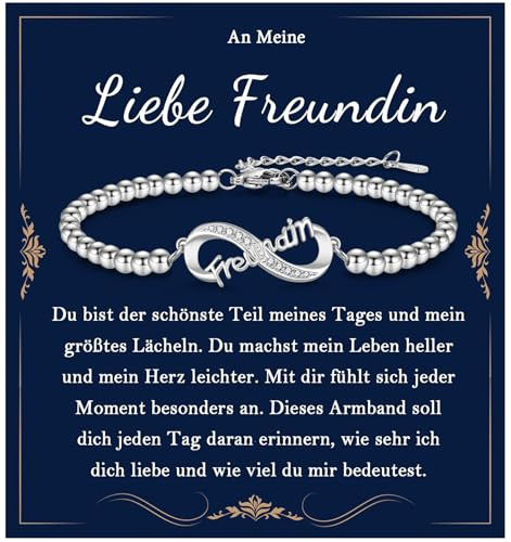 EYQV Freundin Geschenk, Infinity Armband mit Gravur für Meine Freundin, Geburtstagsgeschenk für Sie, Geschenke für Meine Partnerin von Mann zum Geburtstag Valentinstag Jahrestag Weihnachten
