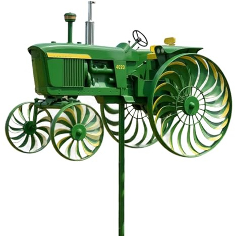 Robuster Metall-Windspinner im Traktor-Design for den Außenbereich – Drehende Räder, dekorative Windmühle mit rustikalem Charme for Garten, Hof, Terrasse oder Rasen