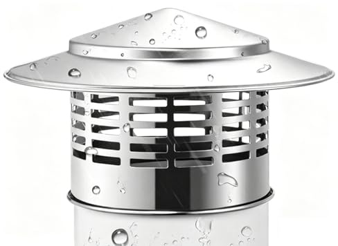 Comignolo Canna Fumaria Antipioggia - Cappello per Camino Rotondo in Acciaio Inox 304 con Griglia di Protezione - Facile Installazione con Viti per Camini e Cappe(250 mm/10 inch)