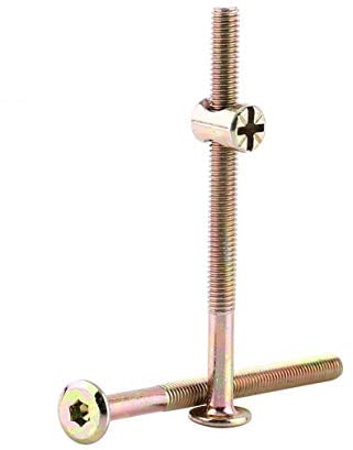 Lot de 10 boulons M6 pour meubles en acier carbone galvanisé avec écrous et chevilles 40 mm/60 mm/80 mm/90 mm/100 mm, SPOMHNK4411