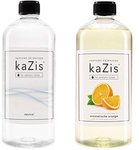 KAZIS® I Duft-Set Neutrale Essenz + Echte Orange I 2 x 1 Liter I Für Alle Katalytischen Lampen geeignet