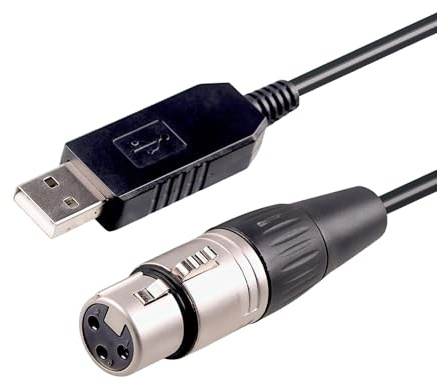 usangreen USB auf DMX512 Schnittstellenkabel FT232RNL DMX-Controller-Adapter, 3-poliges XLR-DMX-Kabel für Bühnenbeleuchtung, kompatibel mit SoundSwitch, QLC+, Freestyler, DMXControl, USB auf XLR