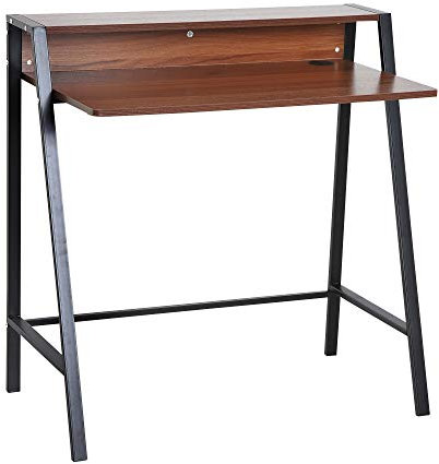 HOMCOM Bureau secrétaire Bureau Informatique dim. 84L x 45l x 85H cm Style néo-rétro étagère Coloris Noyer Noir