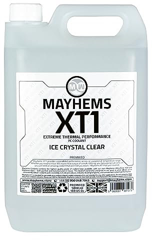 Mayhems - XT1 Premixed PC Coolant - Computer Water Cooling Fluid - Liquid Cooling, Thermal Performance Series, 5 Litre, Ice Crystal Clear