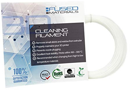 Fused Materials 3D Printer Cleaning Filament, 1.75mm - Works for FDM 3D Printers and 3D Pens - 0.1kg Roll