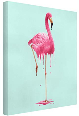 Leinwandbild Jonas Loose - Bild auf Leinwand Schmelzender Flamingo 80 x 60 cm