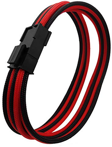 EZDIY-FAB EPS 8 Pin Femmina a CPU 8 Pin (4+4) ATX 4 Pin Maschio Alimentatore Convertitore di Alimentazione 4 Pin Cavo di Prolunga per Scheda Madre 11.8 Pollici (30 cm)-Nero Rossa