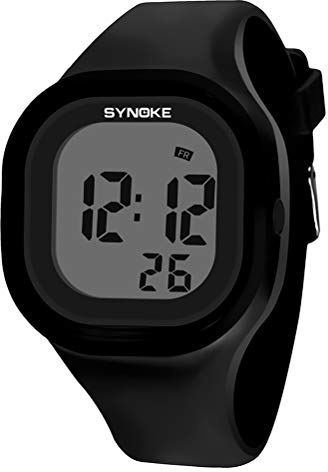 VILLCASE wasserdichte Bunte nachtleuchtende Armbänder Stilvolle elektronische Uhr Digitaluhr Armbanduhr für Frauen Männer ( Schwarz )