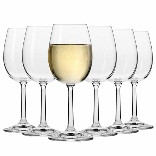 Krosno Weißweingläser | 6er Set | 250 ml | Pure Kollektion | Elegant | Kristallglas | Bleifreies Glas | Für Riesling, Sauvignon, Chardonnay | Spülmaschinengeeignet