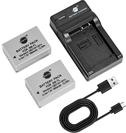 DSTE 2PCS NB-7L NB-7LH Batteries et Chargeur compatibles avec Canon PowerShot PowerShot G10, G11, G12, SX30 is