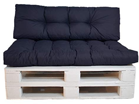 Mayaadi Home Palettenkissen Set Euro Paletten Palettenauflage Sitzkissen 120x80x15 mit Rückenkissen 120x40x10-20 MH-DA-02 Dunkelblau