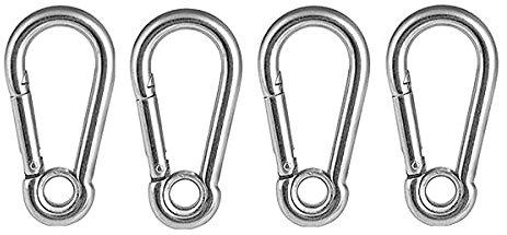 ANSIEDIO 4PCS 7x70 mm Mousqueton INOX avec Trou, Mousqueton Porte clé, Mousqueton à Verrouillage Automatique pour Camping, Hamacs, Laisse pour Chien, Balançoire, Pêche, Bouteille d'eau