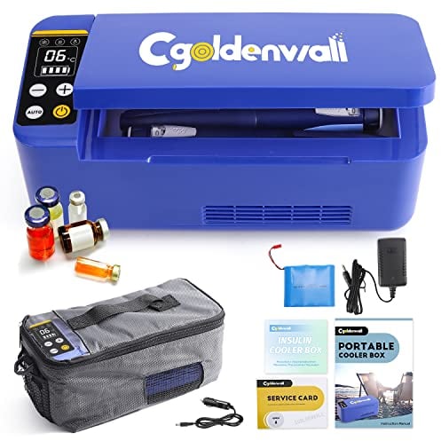 Refrigerador de Insulina Portátil de Gran Capacidad 180 * 79 * 31mm, Nevera Medicamientos con 2-8℃ Temperatura Constante Inteligente, Sistema de Alarma & Pantalla LED, para Coche, Hogar, Viaje