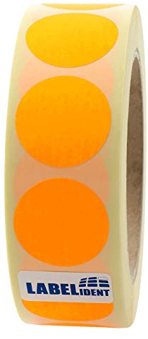 Markierungspunkte neonorange - Ø 30 mm - 1.000 bunte Klebepunkte auf 1 Rolle(n), 40 mm Kern, Papier, Inventuretiketten selbstklebend