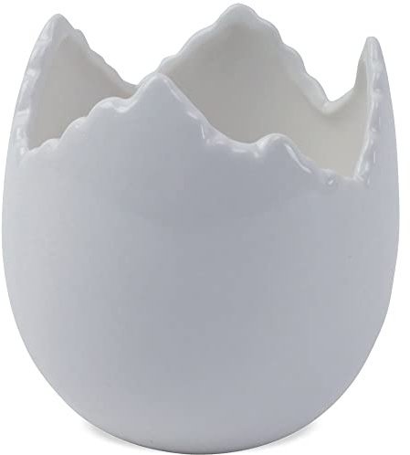matches21 Schicke Eischale Eierschale Vase gebrochen Porzellan für Frühlingsdeko weiß Dekoei Osterdeko 1 STK 9x9 cm