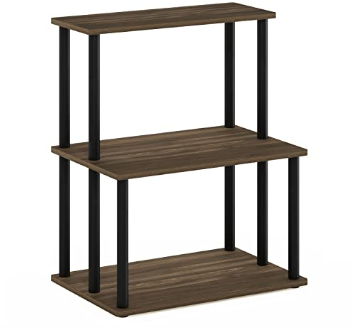 Furinno Turn-N-Tube 3-stufiges werkzeugloses Küchenregal, Columbia Walnuss/Schwarz