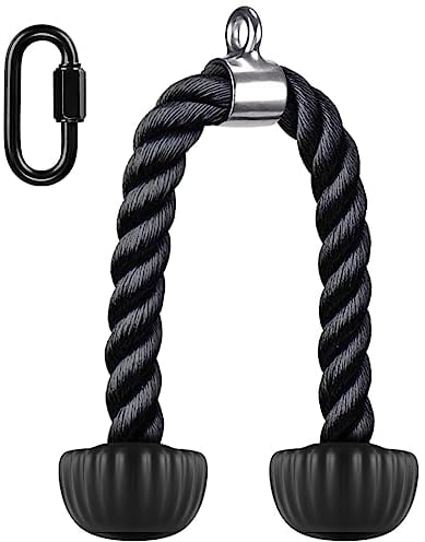 Kipika Trizeps Seil Trizeps Tau, Heavy Duty Nylon Seil mit Weichem Gummi Enden, Trizepsseil Lang 71 cm, Schwarz 1 Stück
