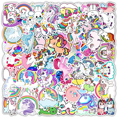 Aufkleber Pack,Vinyl Sticker 50 stück Wasserdicht Einhorn Graffiti Decal Sticker für Auto Mottoräde Fahrrad Skateboard Gepäck Laptop Computer