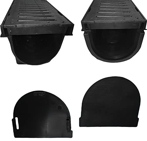 Heavy Duty Gully Stop End Caps Deep Drainage Plastic PVC Capping End Caps for Water Rain Storm Shower Wetroom Garden Drive Gutter Drain Driveway Gulley Grating Gullies 110mm - Pair of Closed EndCaps