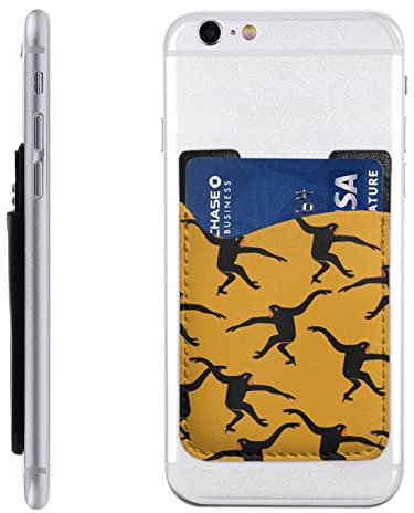 Black Gibbon Monkey Print Leder Handy Kartenpaket Kartenhülle Handy Kartenfach Kompatibel mit den meisten Smartphones