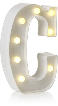 Auraglow LED Alphabet Letter & Number Light Sign Decorations, Lamp for Home Birthday Party Event, Night Lights, Battery Powered Letters And Numbers With Four Hour Timer (C)