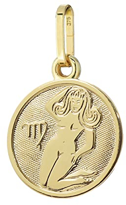 NKlaus Kettenanhänger Jungfrau Sternzeichen 375 Gelb Gold 9 Karat 12mm Horoskop Zodiak 13347
