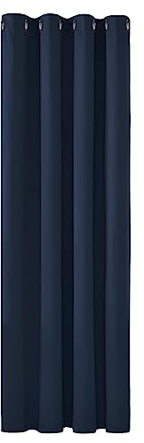 Deconovo Cortinas Dormitorio Salon Opacas Moderna con Ojales, Cortinas Termicas Aislantes Frio y Calor 140x175 cm(Ancho x Alto) Azul Marino, 1 Pieza